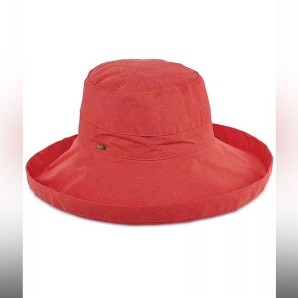 Scala Cotton Red Big Brim With Inner Drawstring One Size - Picture 1 of 5